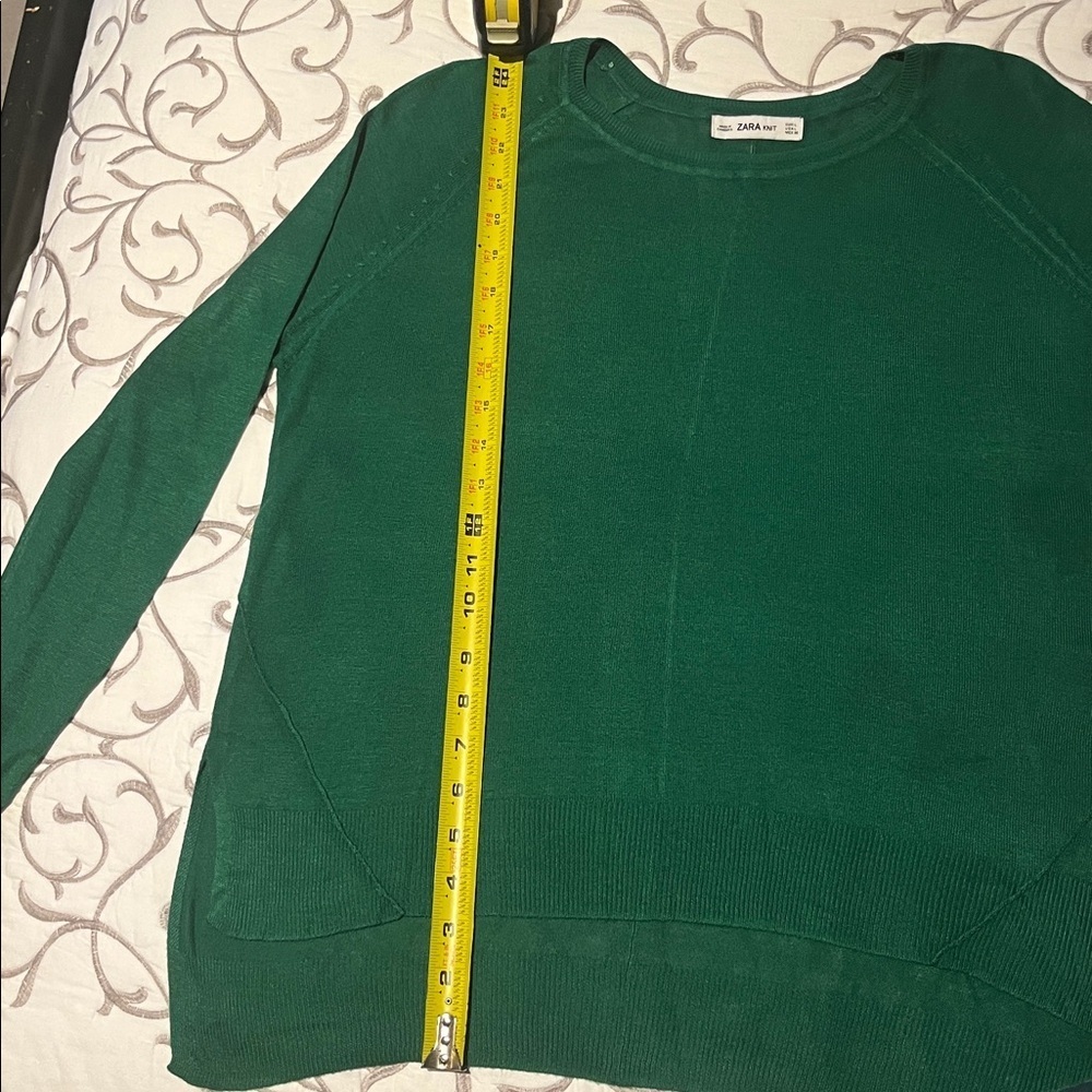 Zara Green Crew Neck Sweater Relaxed Fit - Picture 4 of 4
